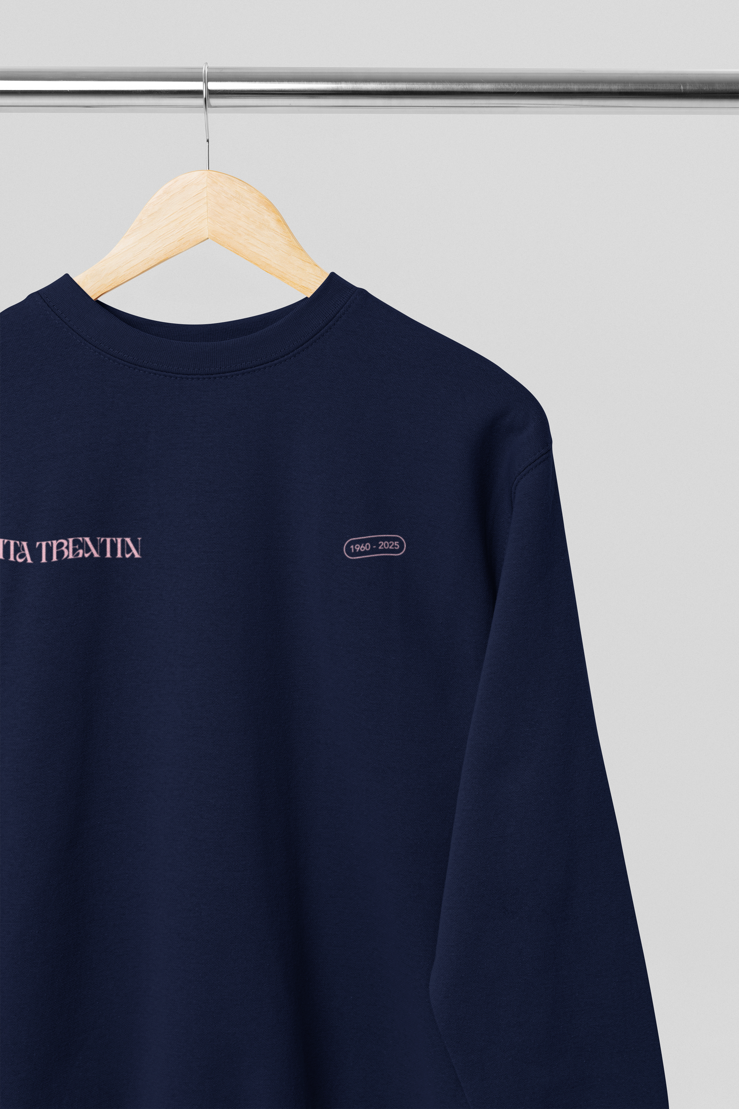 TRENTIN- Felpa Girocollo Blu stampa Rosa