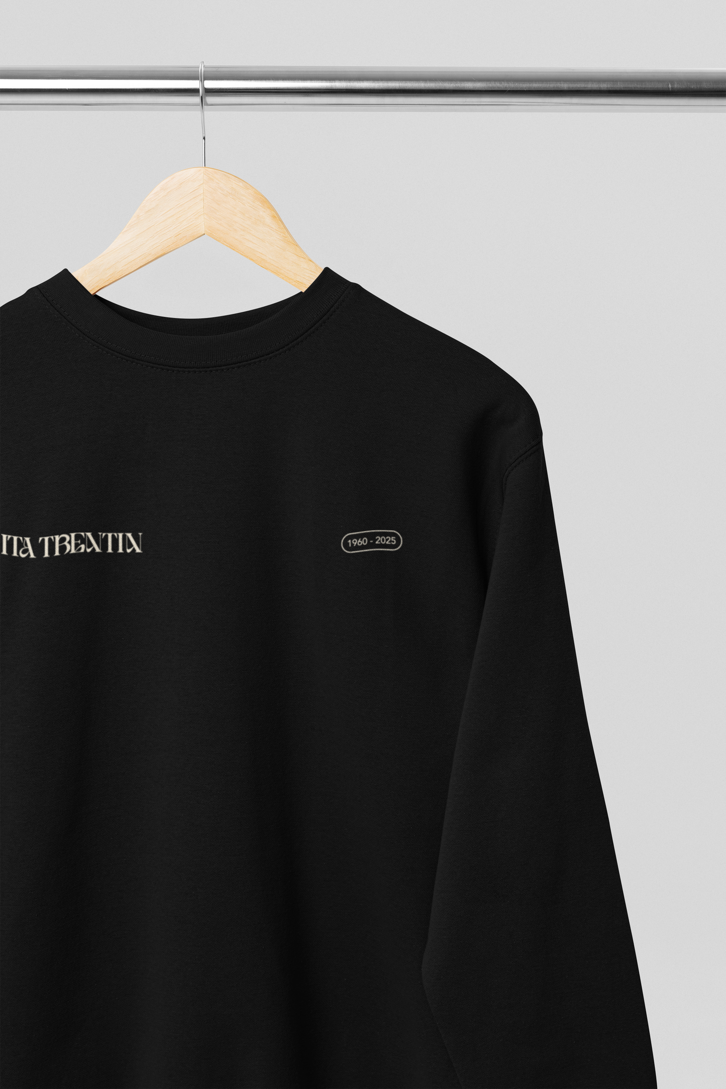 TRENTIN- Felpa Girocollo Nera stampa Panna