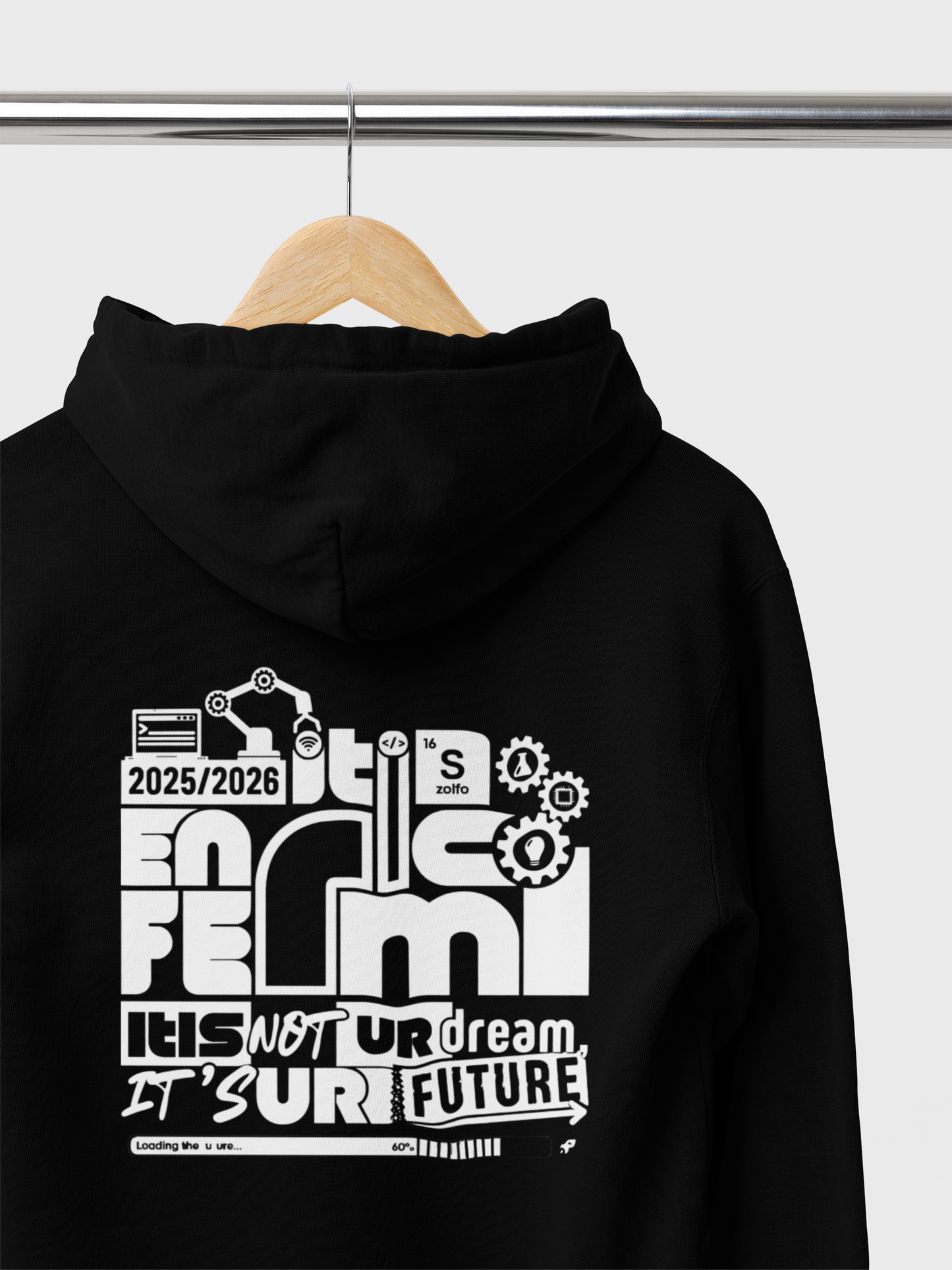 FERMI- Felpa Cappuccio Nera