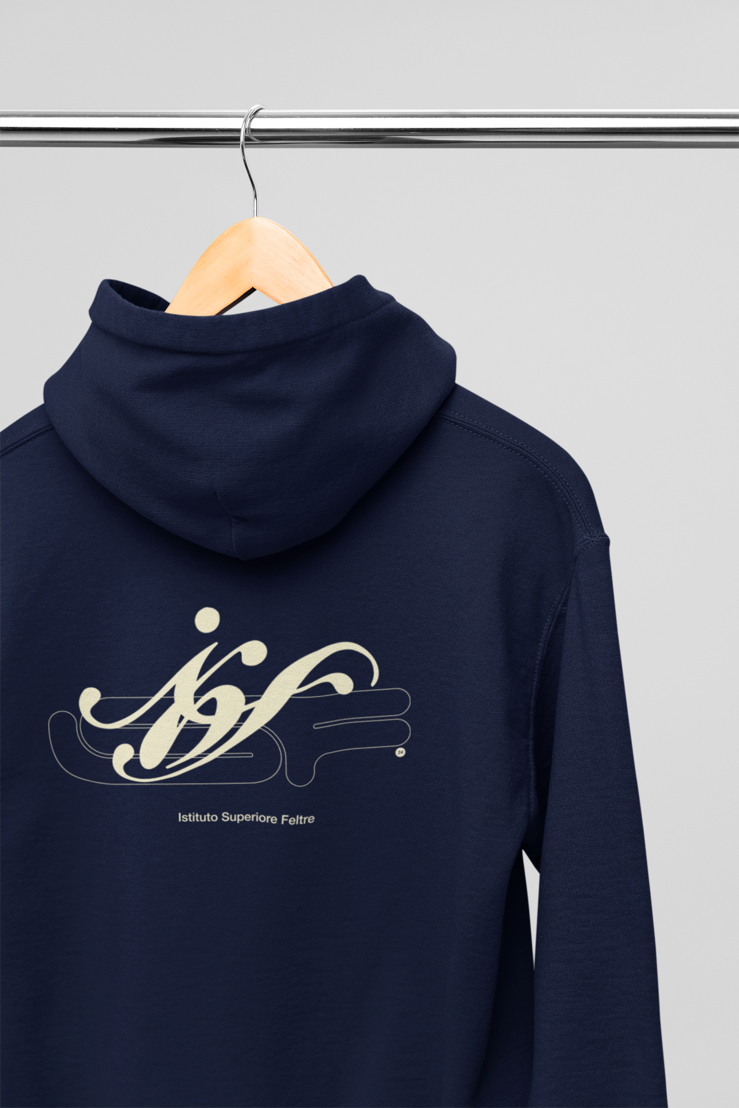 FELTRE - Felpa Cappuccio Blu stampa panna