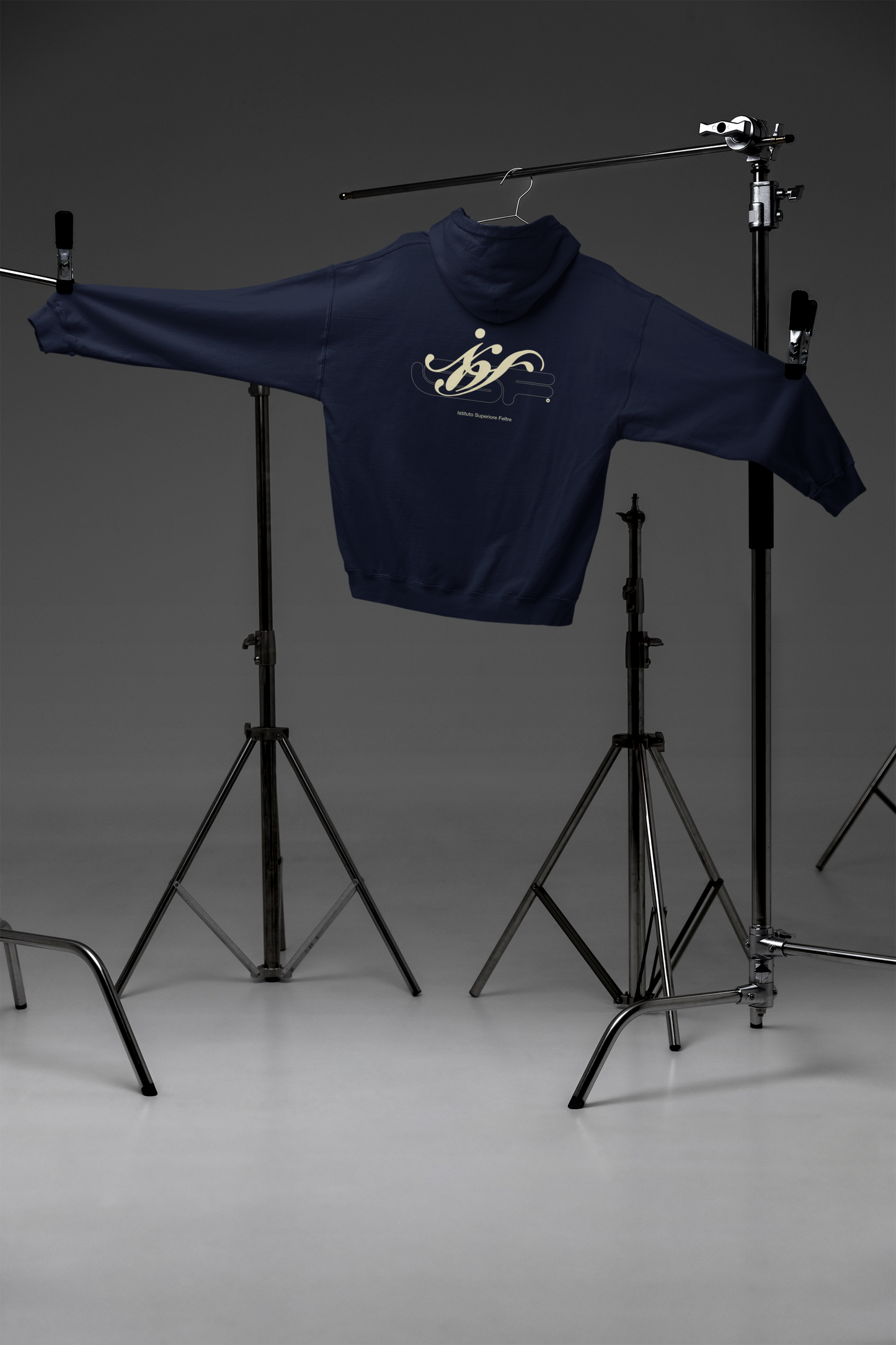 FELTRE - Felpa Cappuccio Blu stampa panna