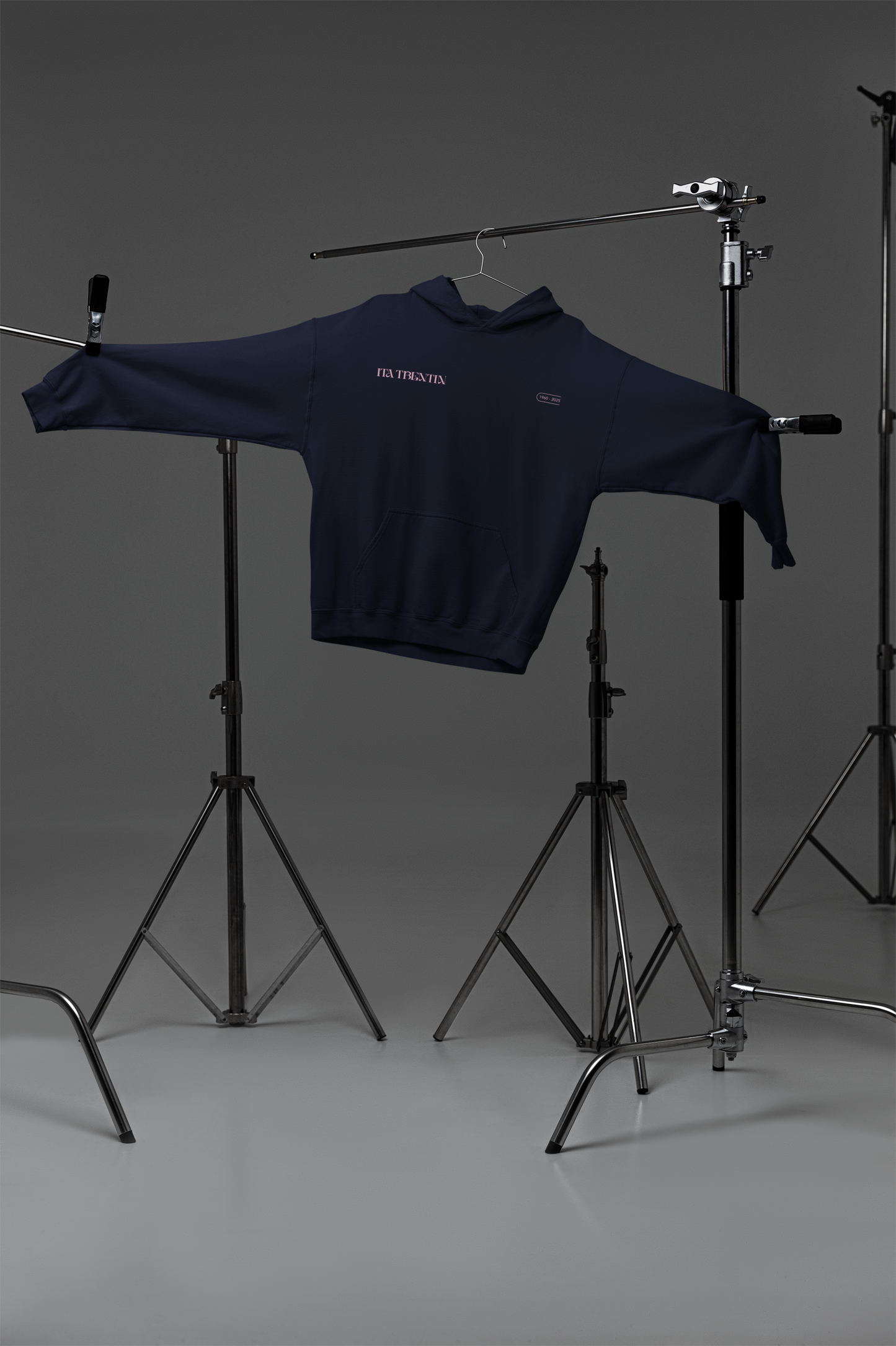 TRENTIN- Felpa Cappuccio Blu stampa Rosa