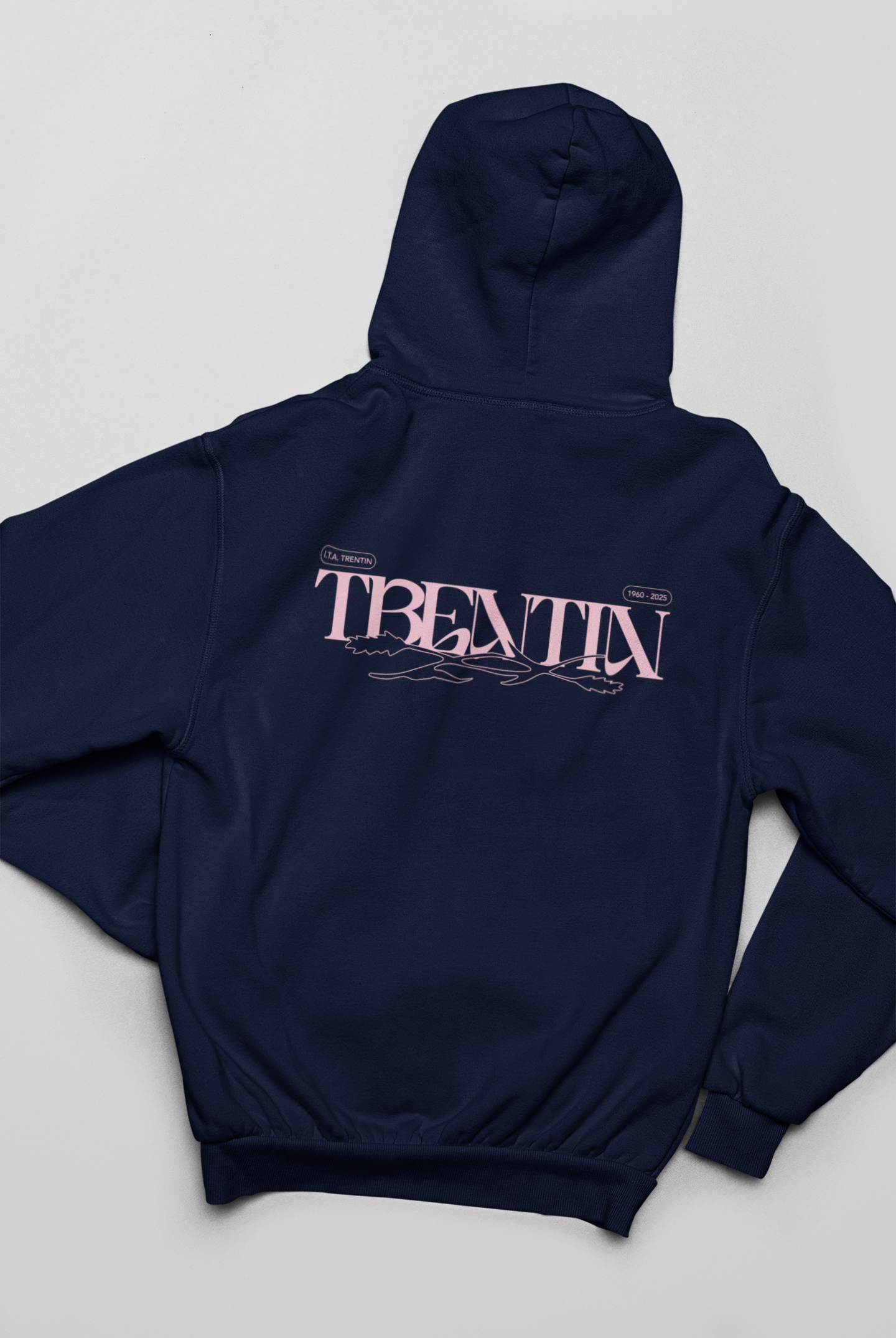 TRENTIN- Felpa Cappuccio Blu stampa Rosa