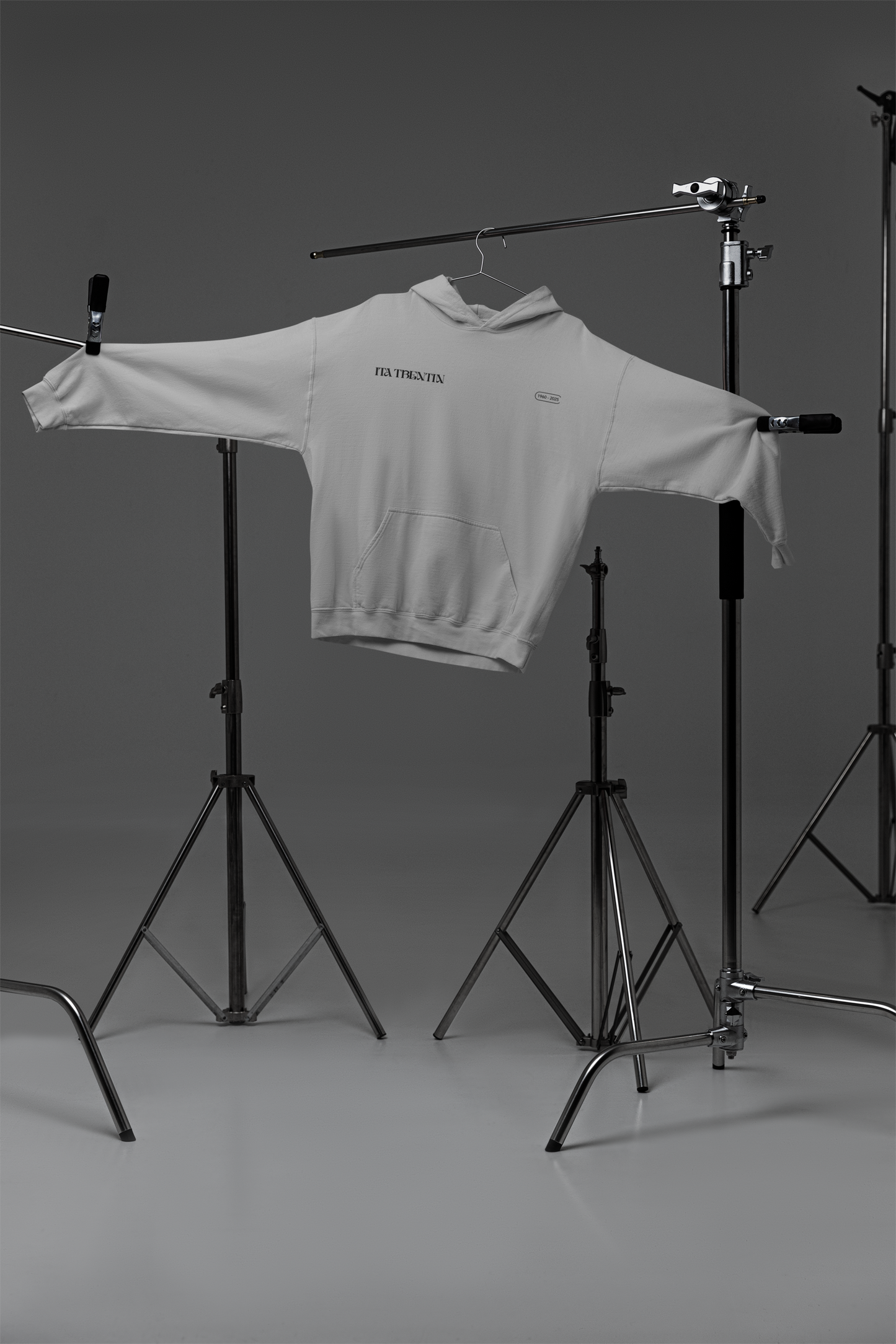 TRENTIN- Felpa Cappuccio Grigia stampa nera