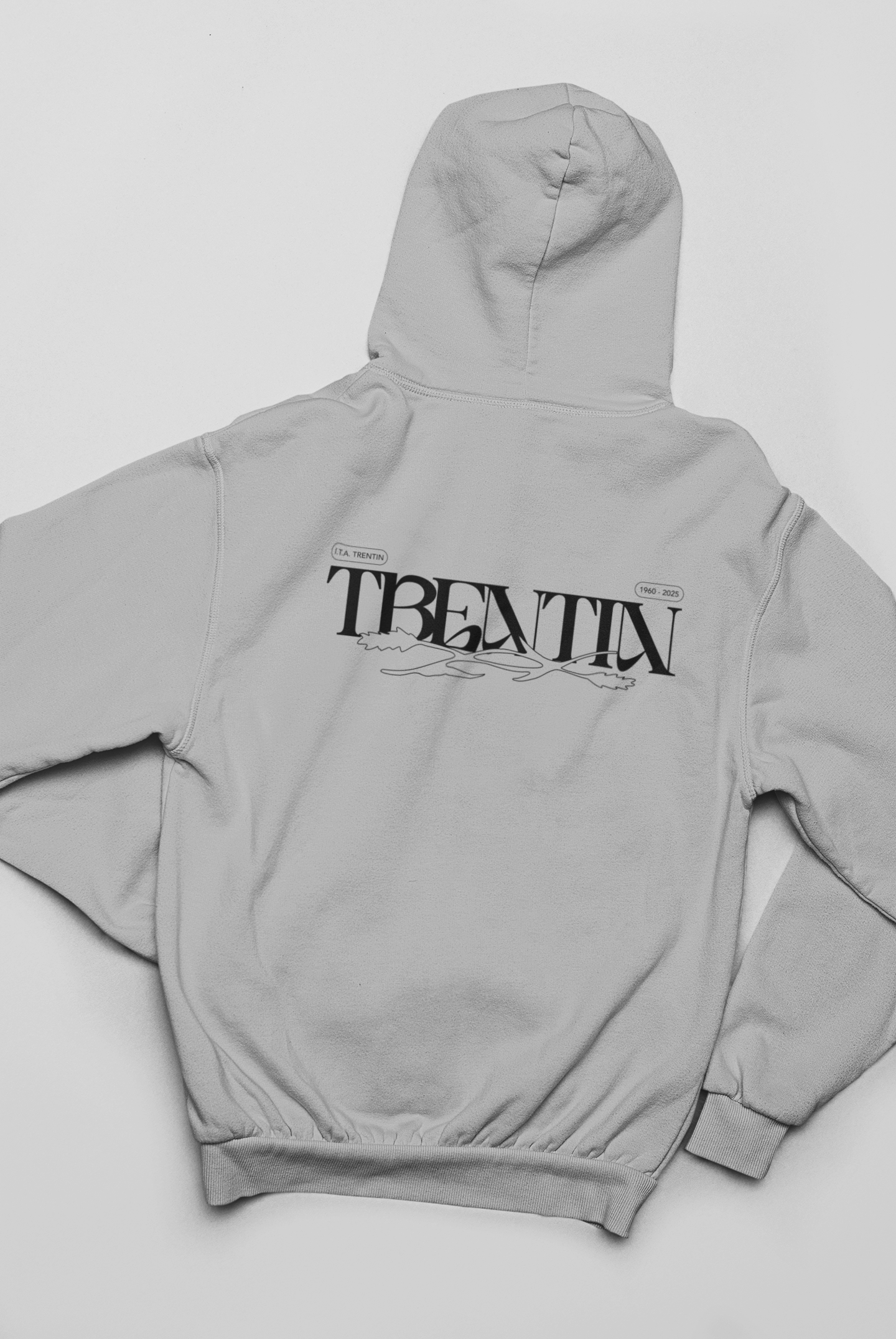TRENTIN- Felpa Cappuccio Grigia stampa nera