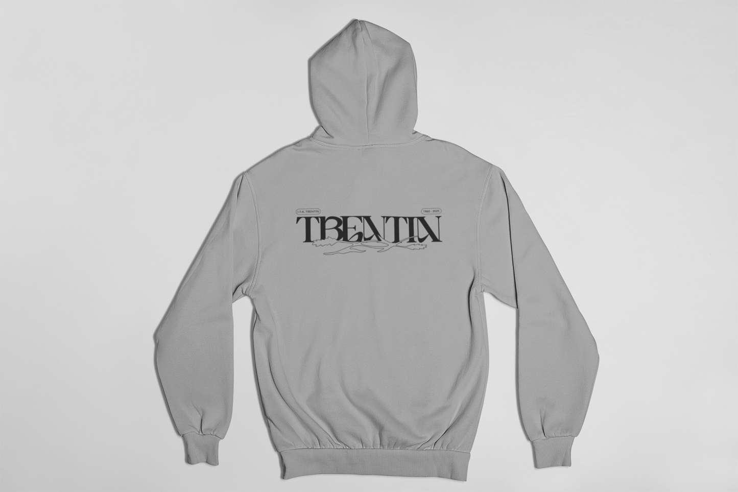 TRENTIN- Felpa Cappuccio Grigia stampa nera