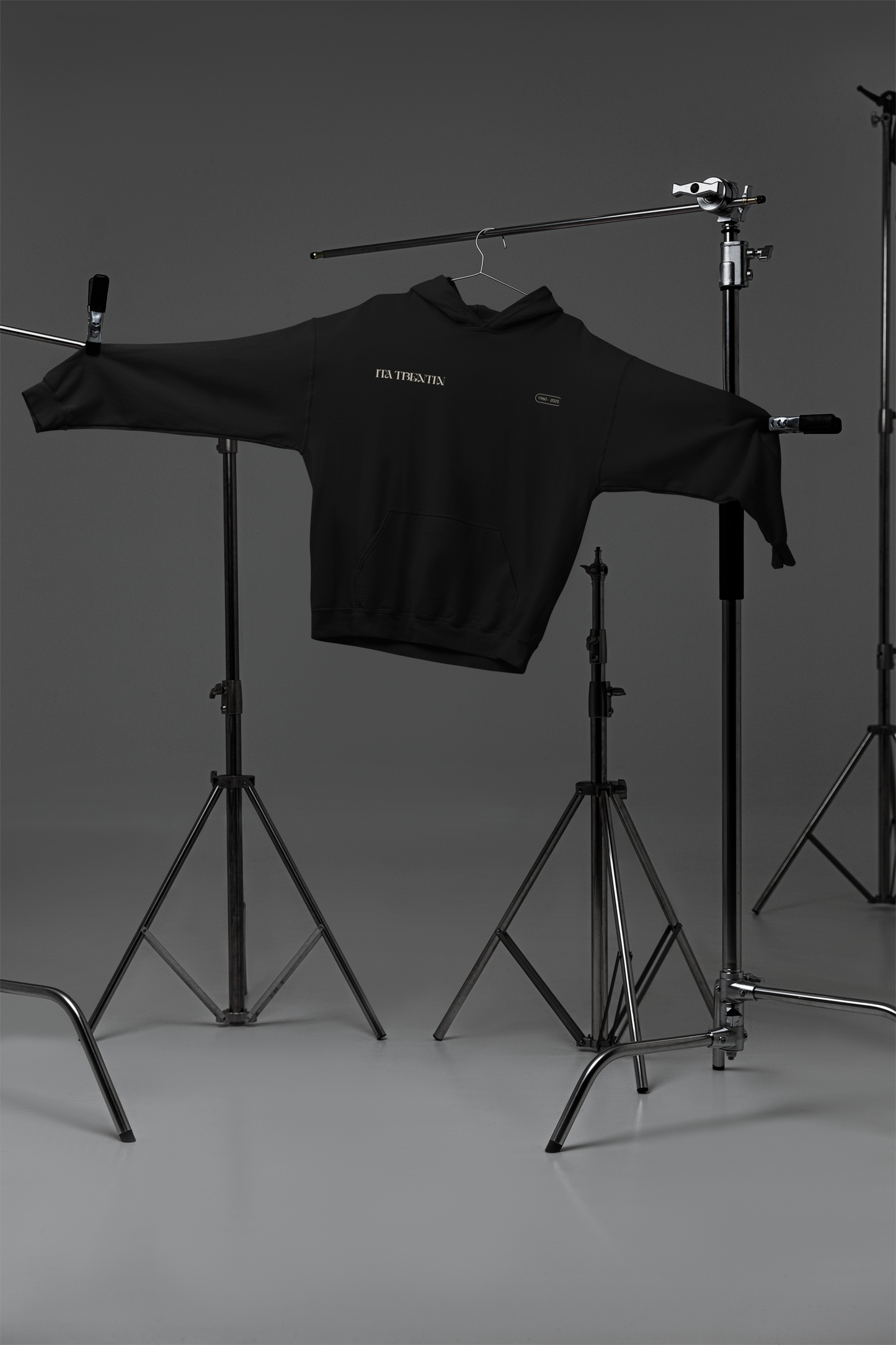 TRENTIN- Felpa Cappuccio Nera stampa Panna