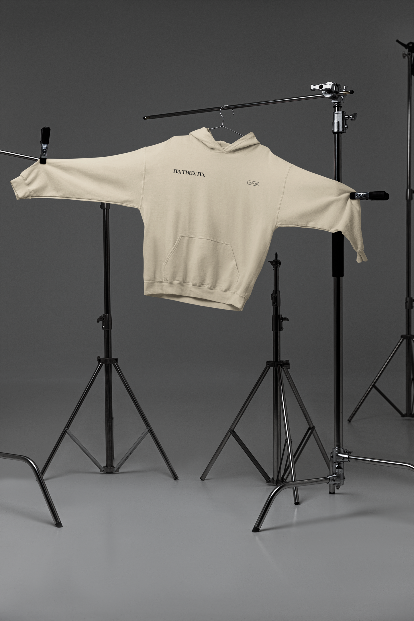 TRENTIN- Felpa Cappuccio Panna stampa nera