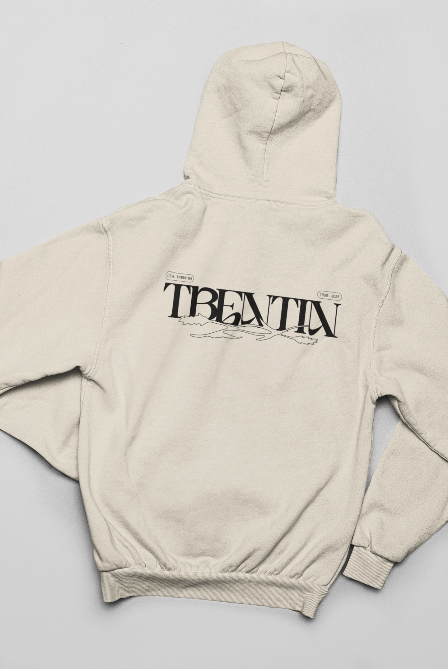 TRENTIN- Felpa Cappuccio Panna stampa nera