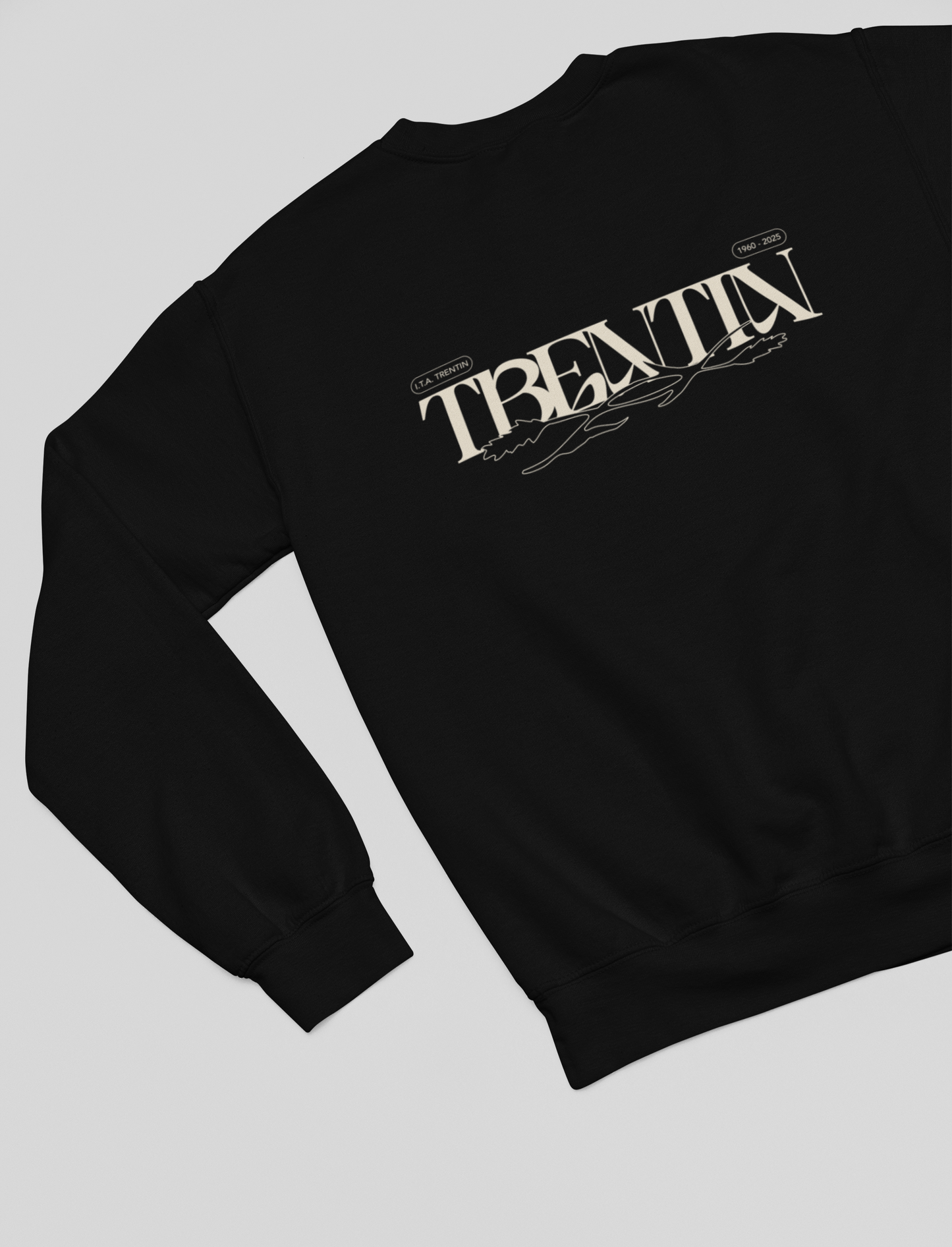 TRENTIN- Felpa Girocollo Nera stampa Panna