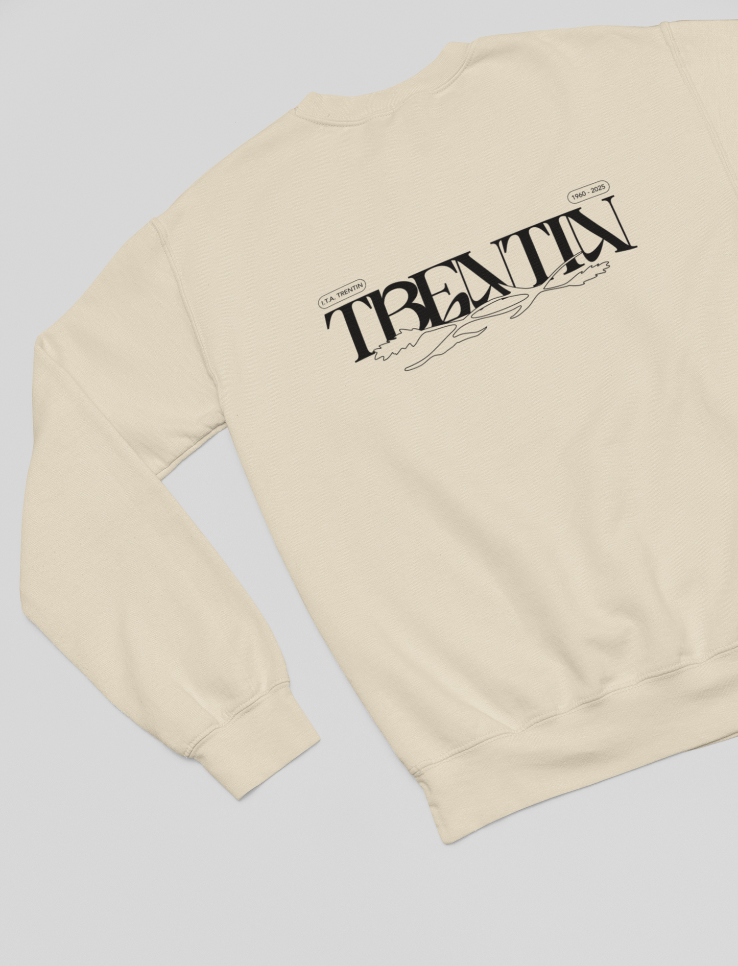 TRENTIN- Felpa Girocollo Panna stampa Nera