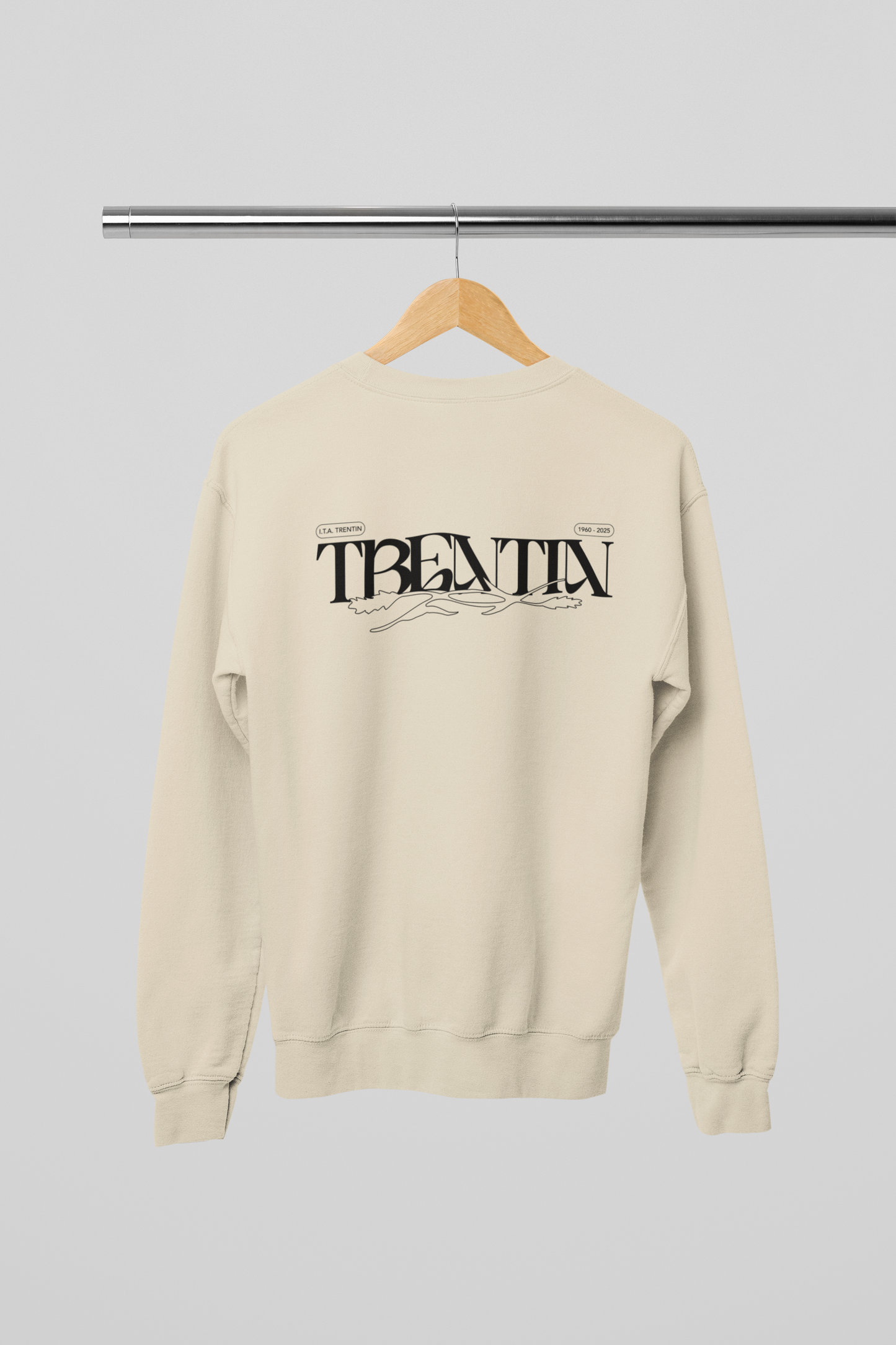 TRENTIN- Felpa Girocollo Panna stampa Nera