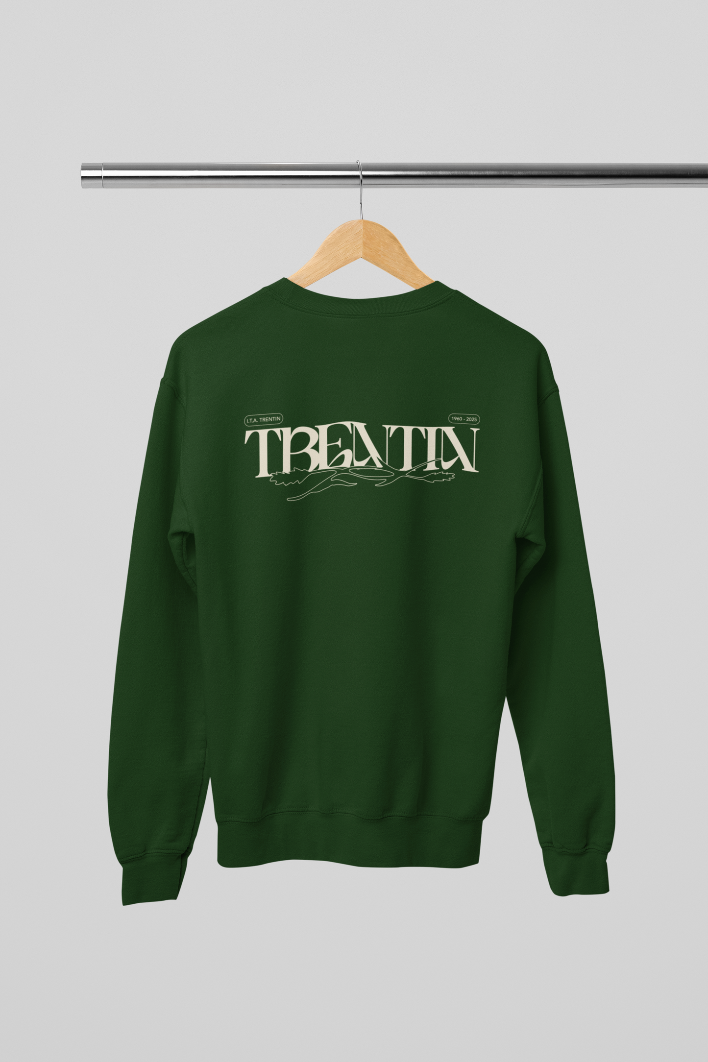 TRENTIN- Felpa Girocollo Verde stampa Panna