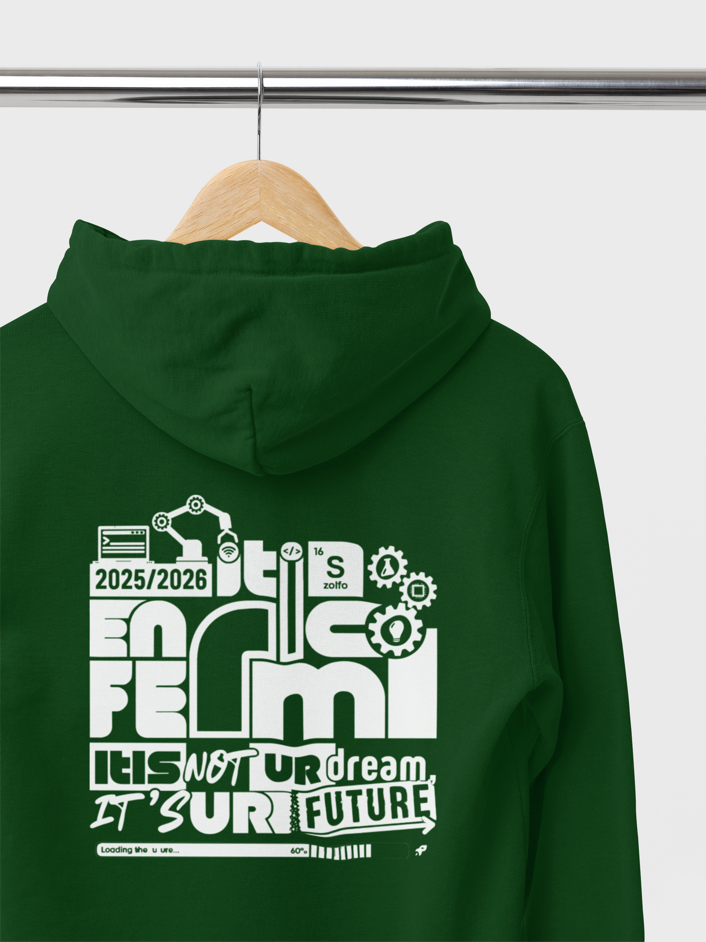 FERMI- Felpa Cappuccio Forest Green