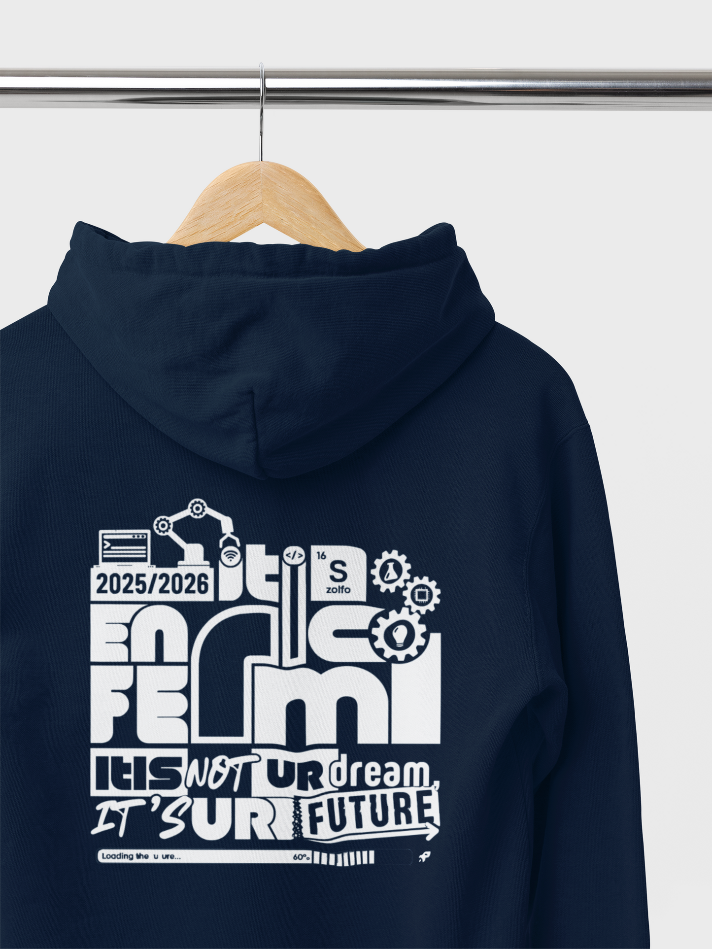 FERMI- Felpa Cappuccio Blu navy